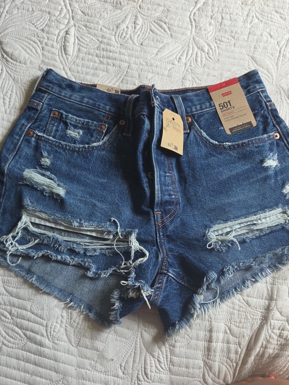 Levi's Women's Distressed Denim Cutoff Shorts - Dark Blue